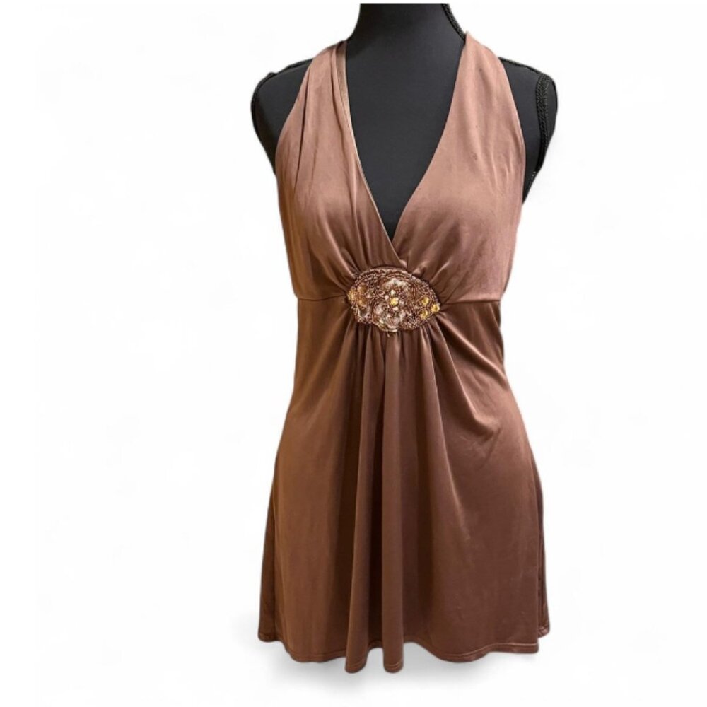 Three Pink Hearts by Trixxi Brown Y2K Style Halter XL